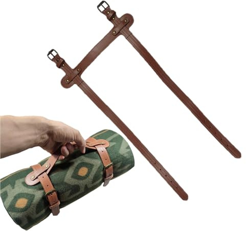 Generisch Tragegurt für Picknickdecke, Tragegurt aus Leder für Yogamatten | Picknickdecke Matte Lederband | Tragbarer Motorrad-Deckenträger für Camping, Festivals, Motorrad