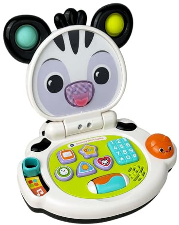 VTech Baby Discovery Zebra Laptop, Interactive Baby Toy with Lights, Music, Letters and Numbers, 2 Modes of Play, Motor Skills Development, Gift for Ages 3, 6, 9, 12 Months +, English Version
