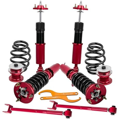 Gewindefahrwerk kompatibel for BMW E46 3er Serie 320i 323i 325i 328i 330i M3 1998–2005 + höhenverstellbare Stoßdämpferfedern des Querlenkers
