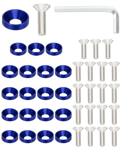 PATIKIL 20 Piezas Kit De Arandelas Avellanadas M6 Con Cabeza Plana Azul | De Aleación De Aluminio, Para Accesorios Mecánicos Y Modelos DIY