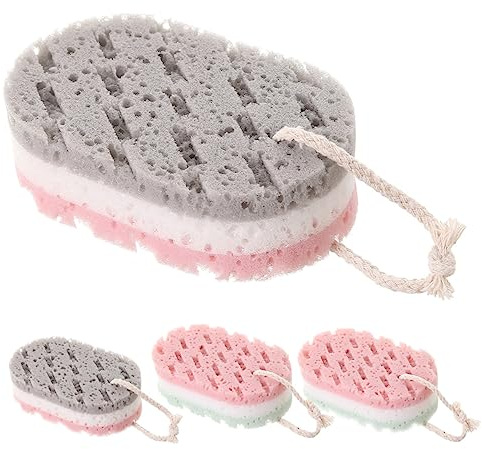 KOMBIUDA Esponja Exfoliante Corporal y Cuidado Delicado Esponja Suave para Limpieza Profunda 4 Piezas para Ducha la Epidermis, Adecuado para Hombres y Mujeres