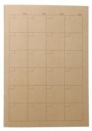 MUJI 無印良品 A5 undatierter Monatsplaner-Notizbuch, 32 Blatt, japanisches Papier, Weiß und Kraftpapier
