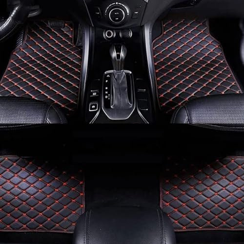 WBWBB Leder Auto Fußmatten Set für KIA Soul 2010-2023, Allwetter Bodenmatten Wasserdicht Anti-Rutsch Passgenaue Benutzerdefinierte Autozubehör,C Black Red