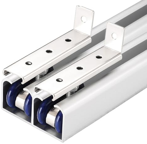 Binario per porta scorrevole Kit Di Ferramenta Per Porta Scorrevole Da Fienile Fai Da Te, Montaggio A Soffitto E Parete, Binario Per Porta Scorrevole Per Impieghi Gravosi, Doppio Bypass(1.5ft(46cm))