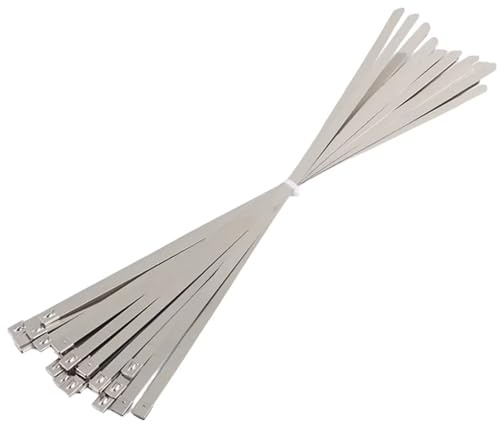 Bridas de acero inoxidable Brida de acero inoxidable for cables, brida metálica multiusos con cierre de 10 mm, con cierre de cremallera y envoltura de escape revestida.(100pcs,10x1000mm)