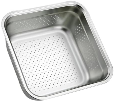 ROMISBABA Colador de Acero Inoxidable para Cocina Grande Escurridor con Drenaje Cuenco Cuadrado Multifuncional para Lavar Diseño Compacto y Resistente