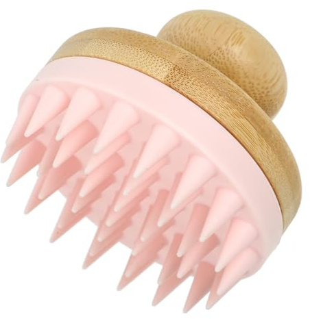 TOGEVAL Silicone Scalp Brush for Hair Exfoliate Scrub Soft Massage Shampoo Brush for Deep Cleaning Relaxing Head Muscle Relief Shower Hair Scrubber in Pink Suitable for Daily Use