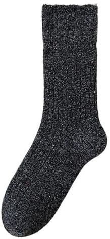 Söta och lekfulla spetskantade garnstrumpor med mitten av vaden, plyschiga och tjocka långa strumpor for höst och vinter(Dark gray)