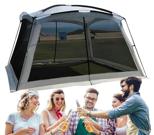 Camping für Outdoor Aktivitäten, UV-Beständiges Und Tragbares Schirmdach Mit Netz, Camping Netz, für Picknick Garten Wandern Roadtrips Reisen und Strandaktivitäten