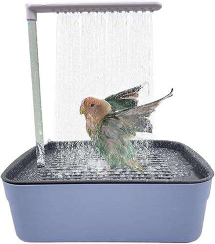 Bird Bath, Automatic Bird Bath for Cage with Shower Fountain, USB Powered Circulating Bathtub for Parrots, Cockatoos, Parakeets (Dark Blue)