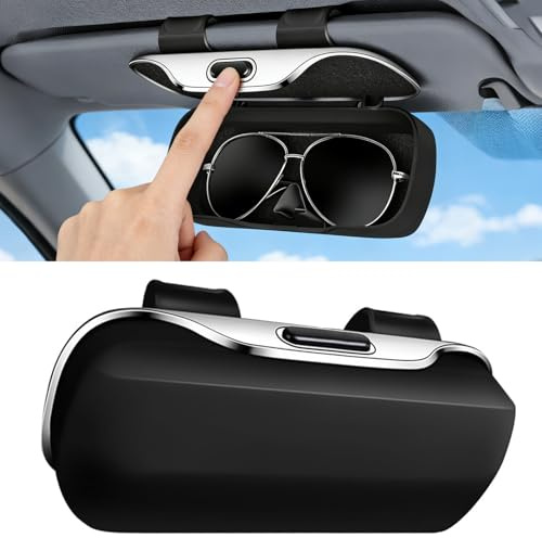 innislink Brillenhalter für Auto, Auto-Brillenetui Visier, Brillenaufbewahrung Schutzbox für Sonnenblende, Sonnenbrillenhalter Auto mit Gefüttert, Tragbarer Clip Brillenetui Auto Zubehör