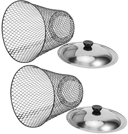 AKOOSY Contenitori per Compostaggio a Vermi in Metallo con Coperchio, Set da 2 Bidoni per Compost da Esterno Resistenti alle Intemperie, Compostiera Interrata per Giardino e