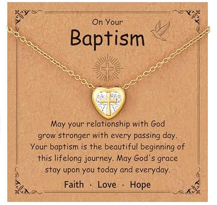 Esrial Cross Necklace for Granddaughter Daughter Niece, First Communion Baptism Religious Christian Easter Confirmation Gifts