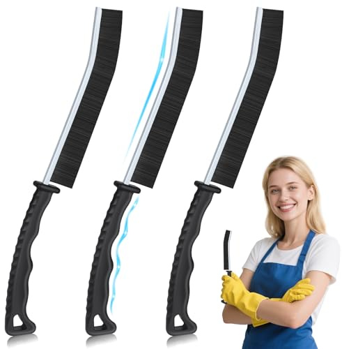 Alyvisun Cepillo Limpieza Grietas 3 Piezas, Hogar de Ranura Cepillo Juntas Limpieza Hogar para Limpiar Grietas y Espacios Angostos en Pisos y Azulejos