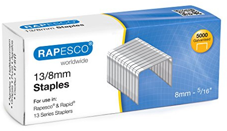 Rapesco S13080Z3 Typ 13/8 mm Galvaniserad Fintrådsklammer, Låda med 5000