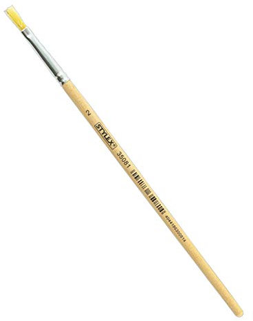 Stylex 35081 - Flacher Borstenpinsel in den Größe Nr. 2, naturbelassener Stiel, zum Malen mit Deck-, Tempera, Aquarell-, Öl- und Acrylfarben, ideal auch für die Schule