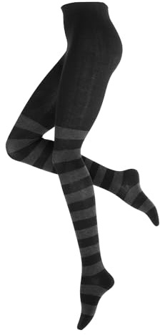 Vincent Creation Strumpfhose Damen Baumwoll Strickstrumpfhose, schwarz-anthrazit, Gr. 44/46