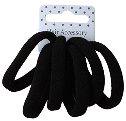 Set of 6 Black Soft Jersey Endless Hair Elastics Bobbles Bands (Bobbles Bands BLACK)