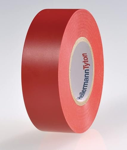 HellermannTyton, Cinta Aislante de PVC, Utilizadas para el Aislamiento, Protección, Fijación, Mantenimiento, Codificación por colores, 19mm x 20m Color Rojo