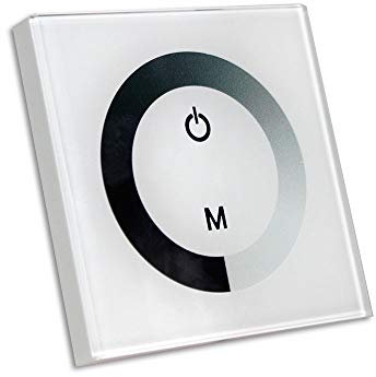 Vetrineinrete® Strip led controller moderno da parete Touch luce dimmerabile bianco o nero 8.5 cm illuminazione strisce led dimmer da muro interruttore 8,5 CM (Bianco)