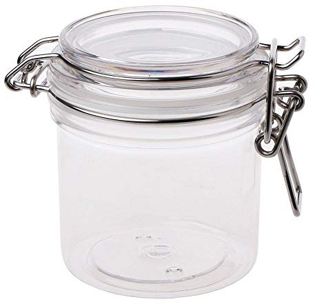 Aeromdale - Barattoli in plastica per conserva/marmellata, con Chiusura a Clip, Trasparenti, 200 ml, 7,8 x 8,6 cm