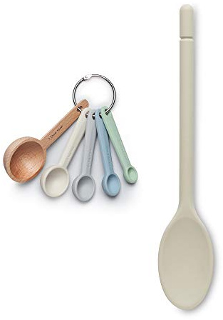 Zeal JSET13C Non-Stick Silicone Cooks Measuring Spoon 2-Piece Set, Cream/Neutral Mix