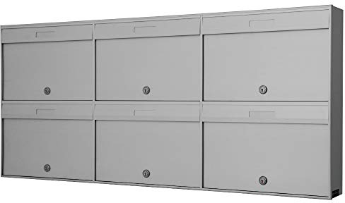 Cassette Postali Condominiali per Esterno P6 da 6 posti Argento in Alluminio e Acciaio Inox