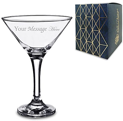 Personalised Engraved Petite Martini Glass, Gift Boxed, Personalise with Any Message