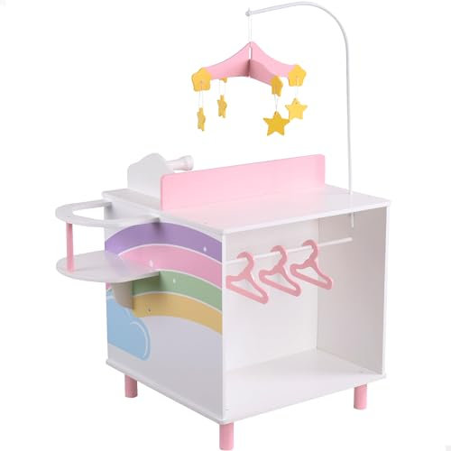 WOOMAX 85402 Matelas à Langer pour bébé en Bois Arc-en-Ciel Accessoires de poupée Matelas à Langer