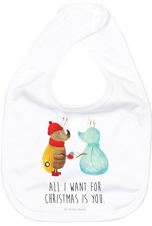 Mr. & Mrs. Panda Organic Babylätzchen Nachtfalter Schneemann - Geschenk, Baby Lätzchen Set, Esslätzchen Baby, Lätzchen Mit Spruch, Winter,