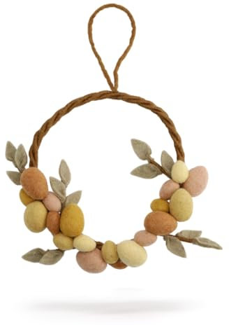Én Gry & Sif Türkranz mit Ostereiern, handgemachter Osterkranz, Filzkranz, Frühlingskranz zum Aufhängen, Osterdeko, ⌀ 25cm