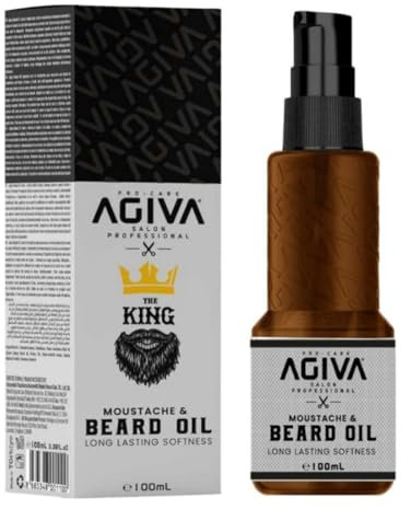 Agiva Huile Barbe Homme Avec Huile d'Argan, Jojoba et Amande Douce - Soin Barbe Apaisant et Hydratant, Prévient Irritations, Rougeurs, Démangeaisons - Légère et Non Grasse