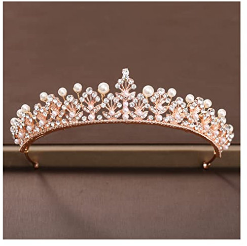 Rose Gold Perle Strass Hochzeit Krone Stirnband Braut Diadem Haarband Hochzeit Damen Haarschmuck Krone Kopfschmuck Tiara
