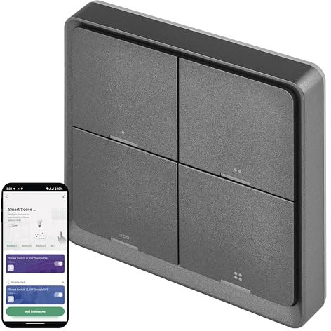 EMOS GoSmart - Smart Home Portabler Szenenschalter mit LED-Anzeige & App - ZigBee - batteriebetrieben - 4 Tasten, 12 Szenen - steuert unbegrenzt viele Smart Geräte oder Leuchten - anthrazitgrau