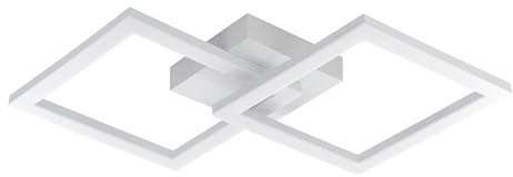 EGLO LED Deckenleuchte Palmaves 2, eckige Design Deckenlampe, Küchenlampe aus Metall und Kunststoff in Weiß, Lampe Decke Wohnzimmer Küche, warmweiß, L 52,5 cm