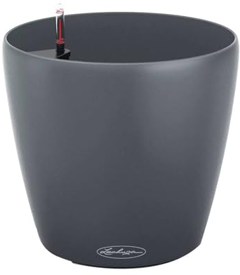 LECHUZA-Pflanzgefäß Classico Color ECO 21 Grau | Pflanzgefäß mit Bewässerungssystem und Wasserstandsanzeiger|aus 100% recyceltem Kunststoff | Matte Oberfläche | Ø 21,5 x 20,5 cm | 18913