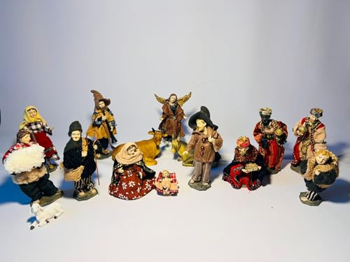 Woidwerk Manufaktur Krippenfiguren 15 teilig - 13cm (KF10) für Weihnachtskrippe Figuren Krippe Krippenstall Weihnachten Weihnachtskrippen Deko
