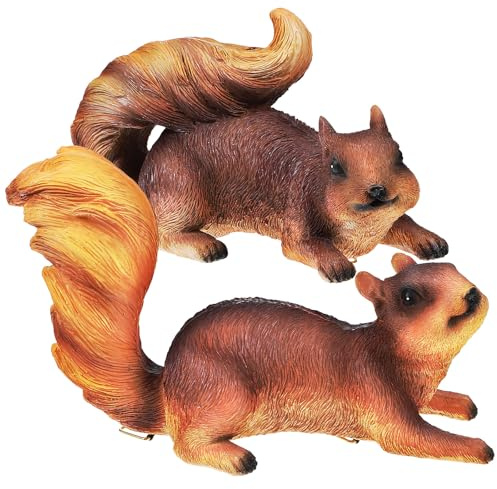 BESPORTBLE 2 Pièces Écureuil Artificiel Déco De Jardin D'écureuils Statue Décureuil pour Lextérieur Ornement Figurine Écureuil Sculpture Feng Shui Faux Écureuil Animal Résine Arbre Extérieur