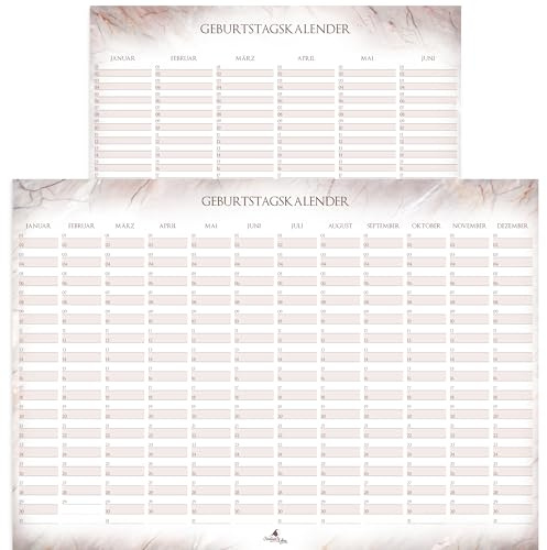 Marmorierter Geburtstagskalender jahresunabhängig I immerwährender Wandkalender DIN A2