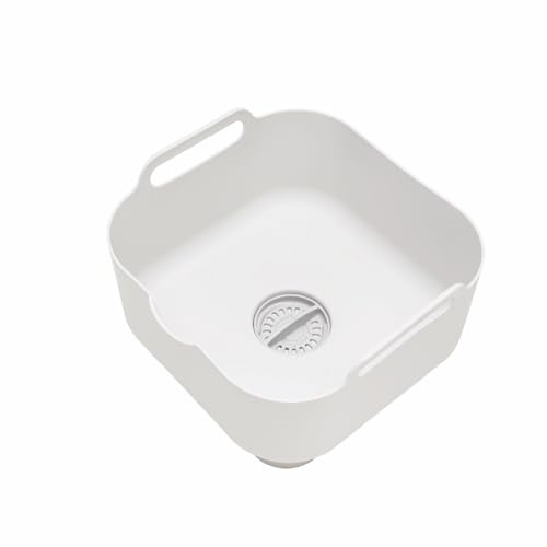 ReBorn - Recycled Washing Up Bowl - Kitchen Dish Wash & Drain - Large Carry Handles - Integrated Plug - Useful Pour Spout - 9 Litres Capacity - Made in Britain (Stone)