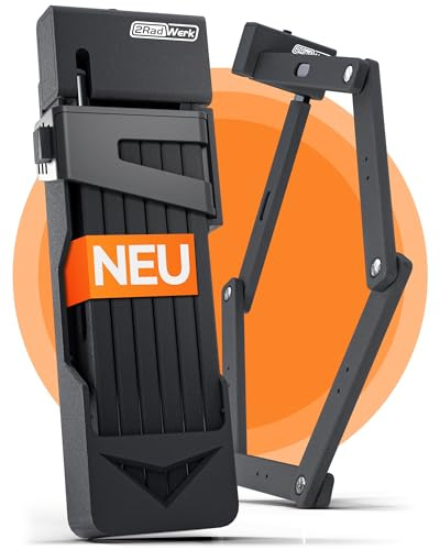 2Radwerk Fahrradschloss Secure Fold - ART zertifiziertes Faltschloss I Fahrrad Schloss, Faltschlösser für ebike, Fahrradschloß mit halterung, e-bike schloss, Fahrradschloss hohe Sicherheit, Level ART