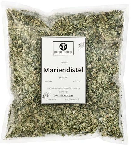 Mariendistel Tee • 1000g • für Leberkur • Leber entgiften • Mariendistelkraut pur geschnitten • Naturrein • Kräutertee • Erste Wahl • hoher Wirkstoffanteil • ähnlich Schwedenkräuter • HerbsnRoots