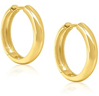 Mary & Jules Chunky Creolen Gold aus 925 Sterling Silber vergoldet, goldene Ohrringe Damen aus recyceltem Silber, Damen Ohrringe Gold, Echtschmuck Ohrstecker für Frauen und Mädchen