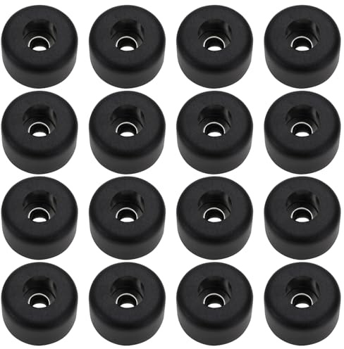 SG Store 16 patas de goma para altavoz con arandela de acero inoxidable de 25 x 15 mm, patas redondas de goma para subwoofer, altavoz, funda de carretera, patas de muebles, color negro