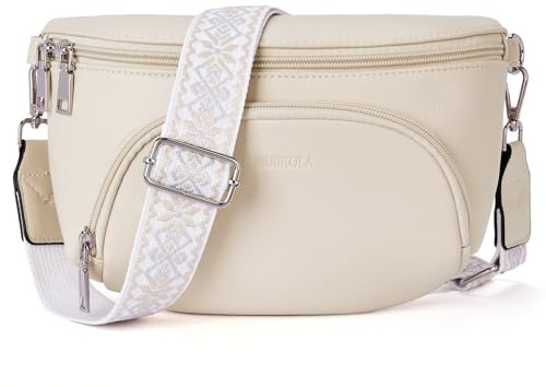MUIIKOLA Kleine Damen Umhängetaschen, Bauchtasche Damen Crossbody Bag Damen Veganes Leder Crossbody Bag Damen,RFID Blockierung Kartenschlitz Brusttasche mit Verstellbar Abnehmbar Breiter Gurt