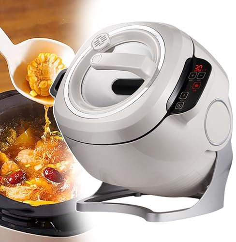 Generic Robot sauté Lazy Pan - Rotation automatique à 360° - Réglage de la puissance de feu à 3 vitesses - Parfait pour les fêtes de Noël et du Nouvel An