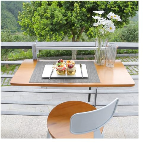 ZXCASDF Balkontisch klappbar Hängetisch,Balkontisch zum Einhängen，Balkonhängetisch，4-Fach höhenverstellbar, Klapptisch Gartentisch zum Einhängen,Balkon klapptisch(White,L60*W35cm/L23.6*W13.8in)