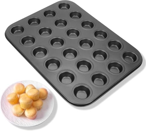 LIZEALUCKY Teglia per muffin mini, teglia per muffin in silicone da 24 tazze, stampo antiaderente per cupcake, pirofila in silicone, custodia da forno riutilizzabile per mini tortine