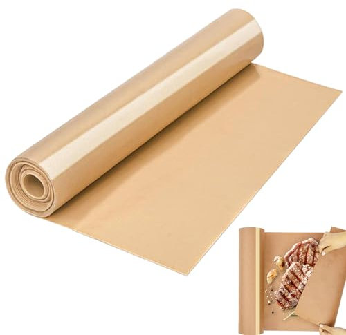 PRITOK Rotolo di tappetino da forno in silicone: 30 x 244 cm, antiaderente, antiscivolo, taglio libero, tappetino da forno riutilizzabile in silicone antiaderente per cuocere, impastare marrone