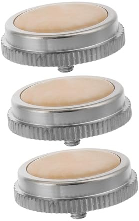 Trompetenventil Fingerknöpfe mit Muschel Einlage 3 Stück | Beige, Metallausführung, Sichere Druckknopf Befestigung, für Trompete und Tuba, Elegante Ausführung